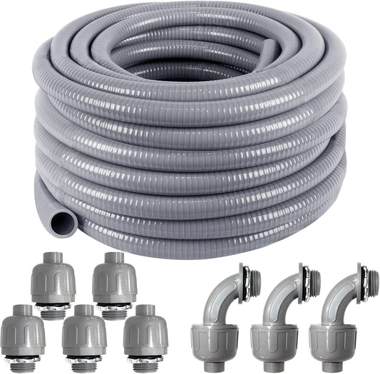 1 Inch 50ft Flexible Electrical Conduit Kit with Connectors