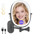 Wall Mounted 20X/1X Oval Makeup Mirror with Light - Rechargeable