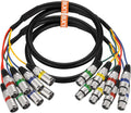 EBXYA 4-Channel XLR Snake Cable 3 ft 2-Pack - Color Coded 4-Channel