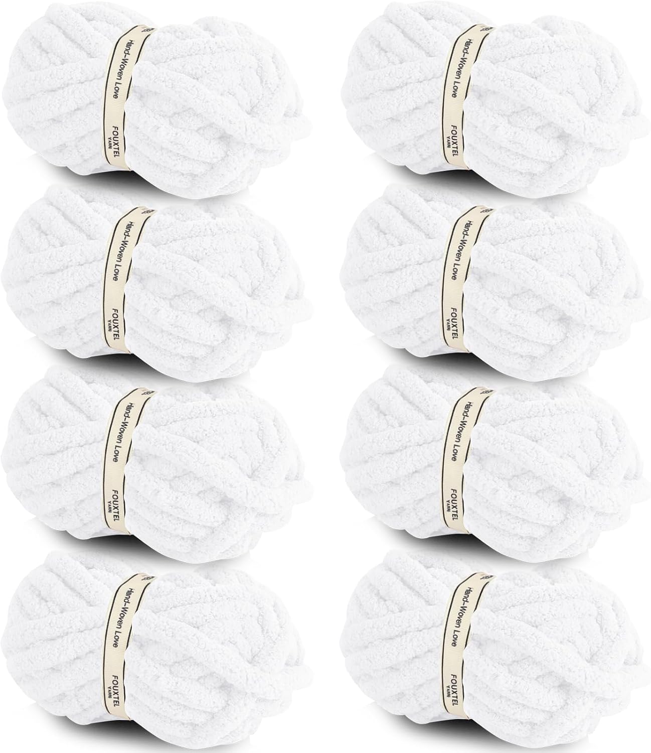 8 Jumbo Packs Chunky Chenille Yarn for Crocheting Projects