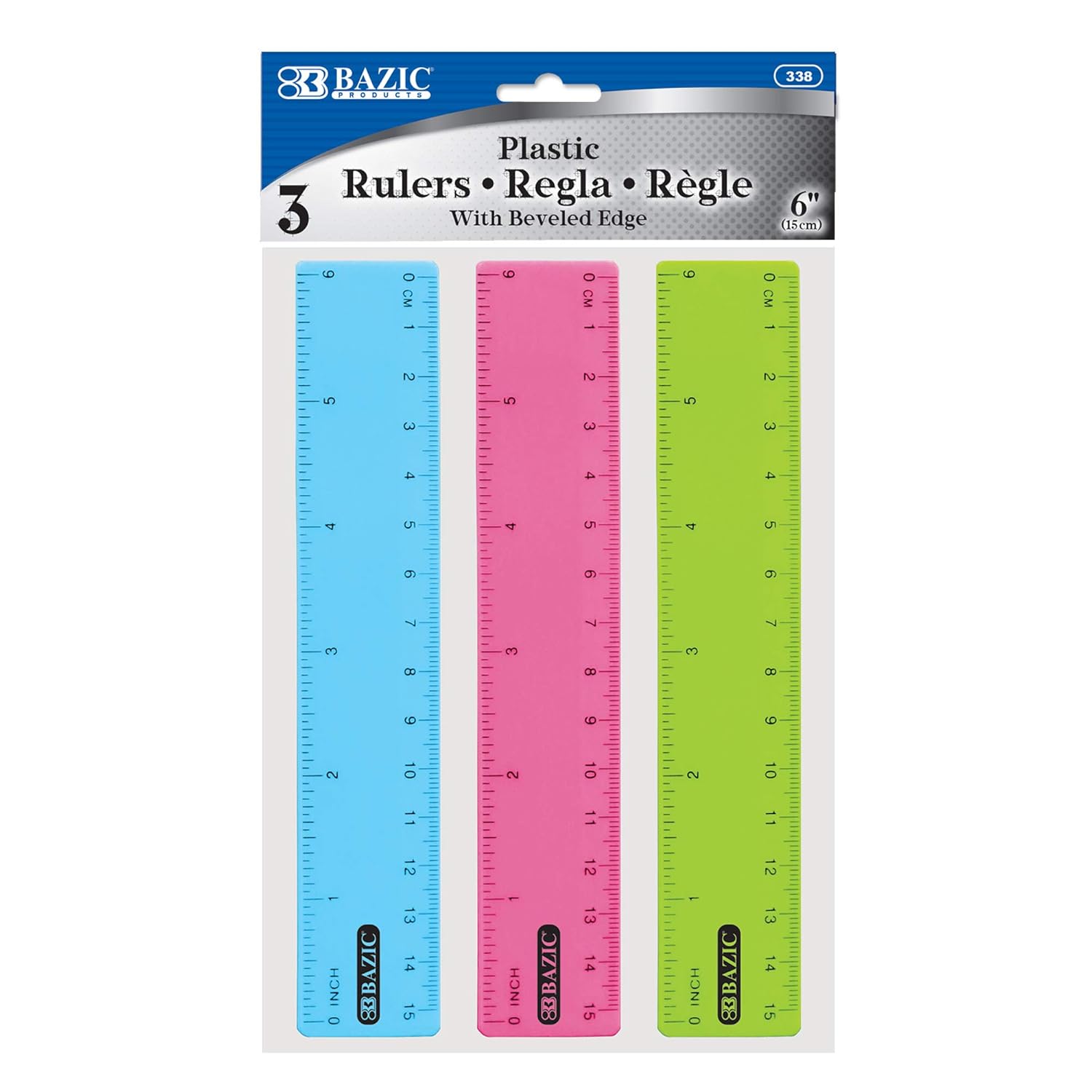 BAZIC Plastic Ruler 6in Pack of 3 for Accurate Measuring