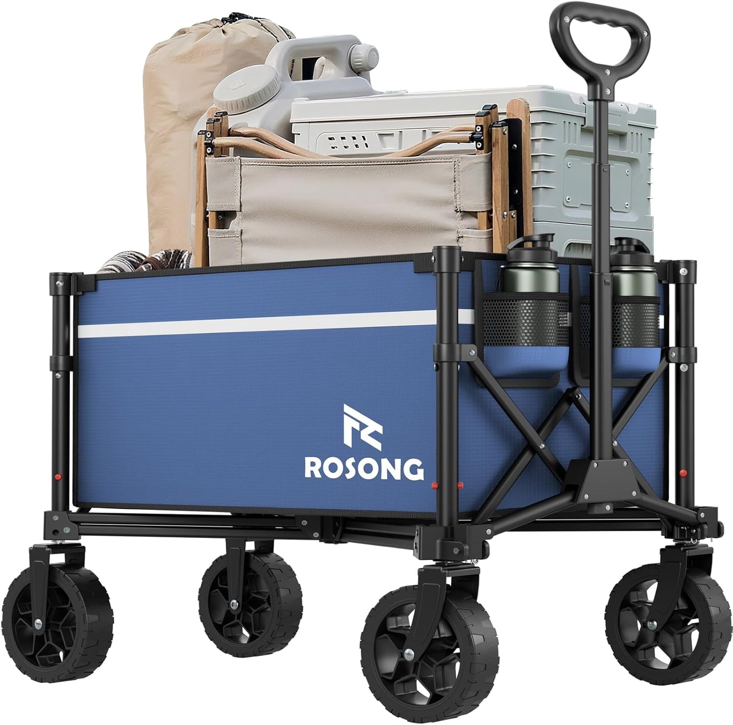 Navy Collapsible Wagon Cart with Wheels for Outdoor Use