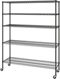 60 in x 18 in 5-Tier Steel Wire Rack Shelving - Heavy Duty Black