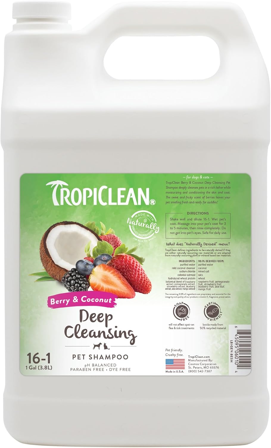 TropiClean Deodorizing Dog Shampoo for Long Lasting Odor Control