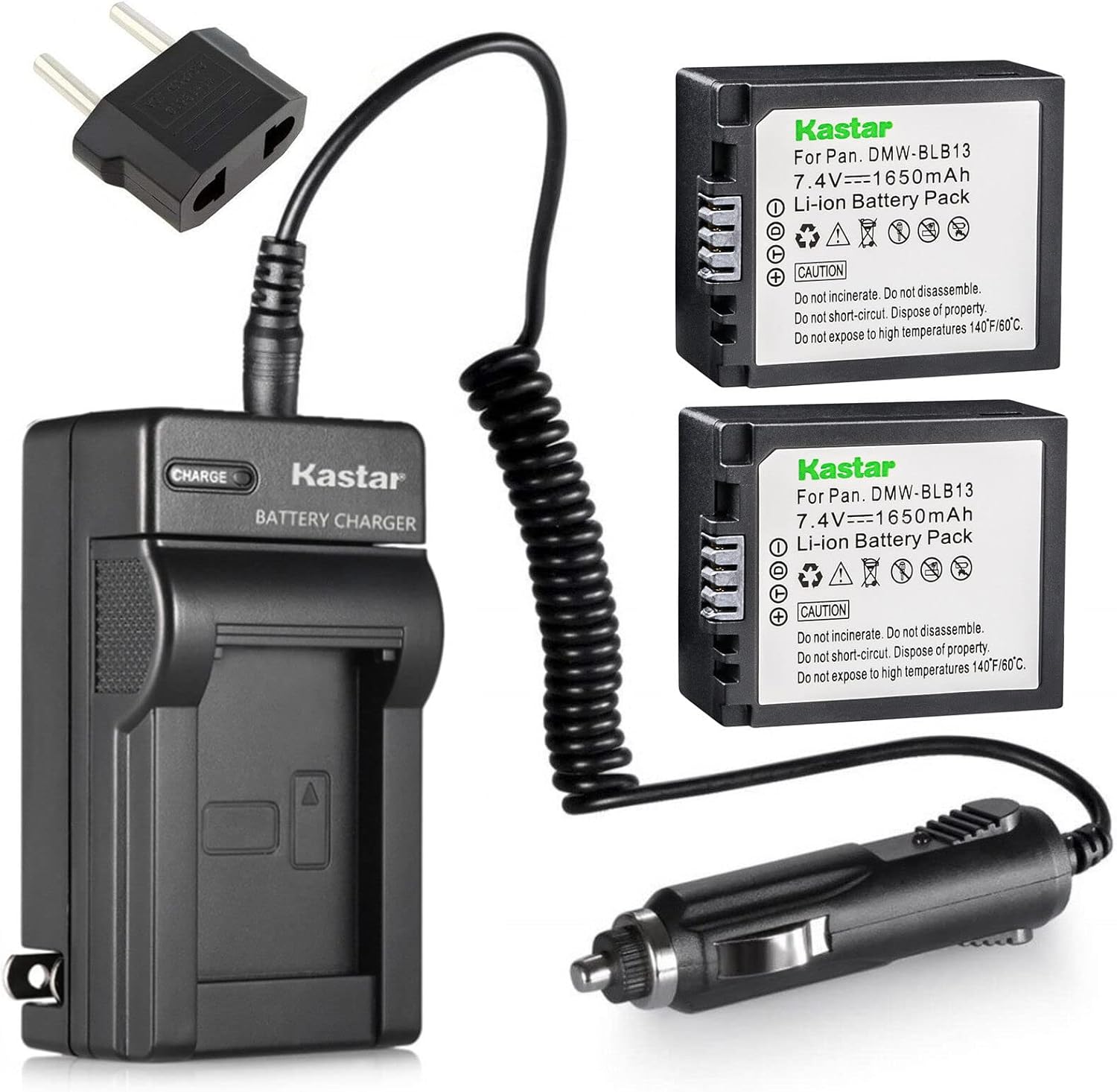 Kastar Battery and Charger Kit for DMW-BLB13 Cameras - 2-Pack