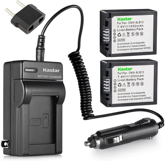 Kastar Battery and Charger Kit for DMW-BLB13 Cameras - 2-Pack