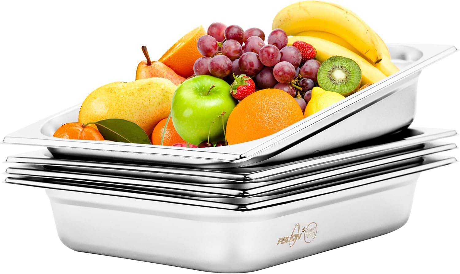 FUSON 4 Pack Hotel Pans - 1/2 Size Stainless Steel Steam Table