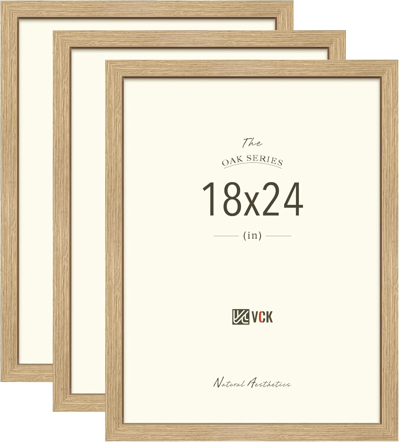 VCK 18x24 Poster Frame Set of 3 - Elegant Oak Wood Design