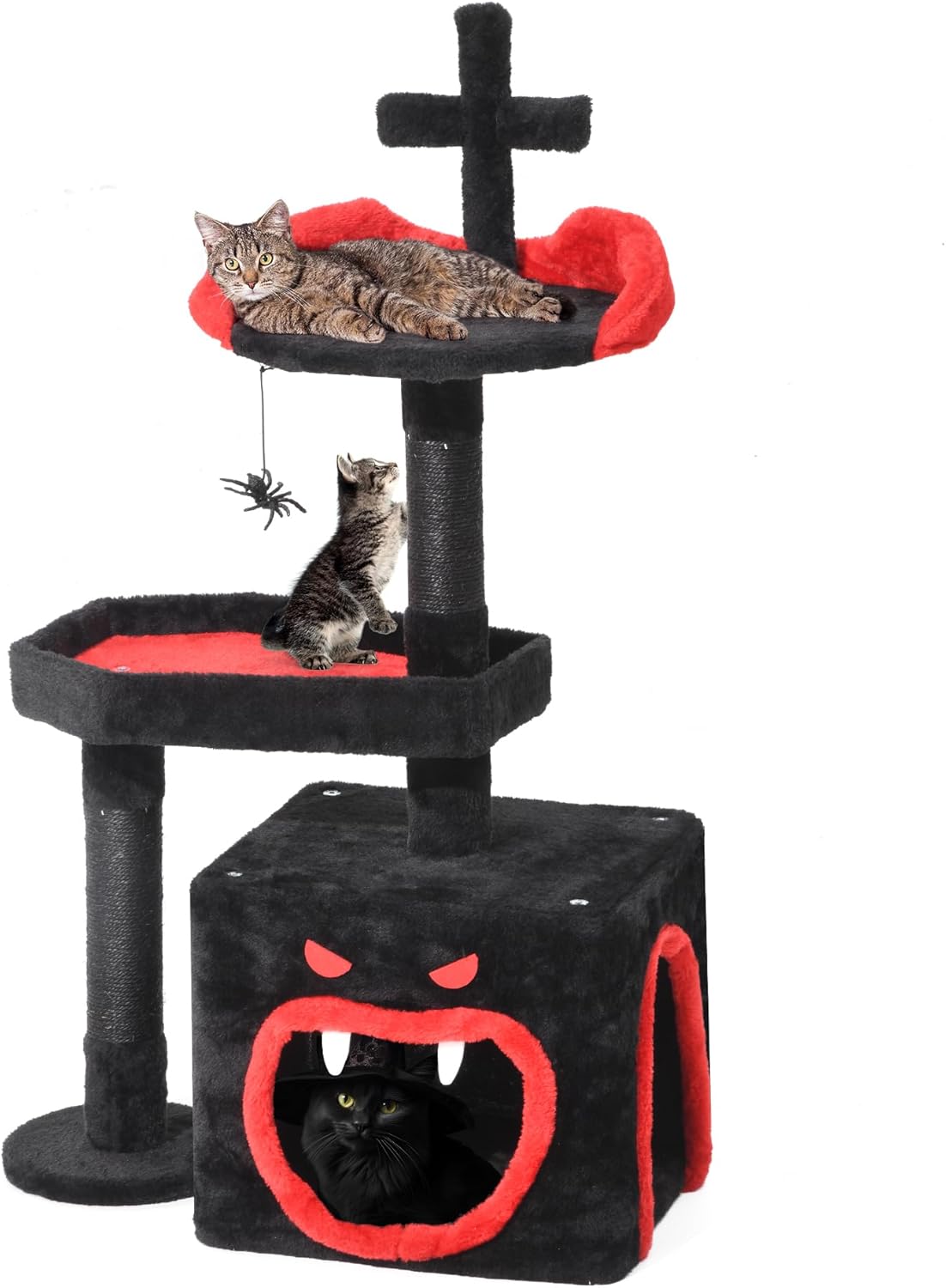 Gothic Cat Tree with Coffin Bed for Spooky Cat Lovers