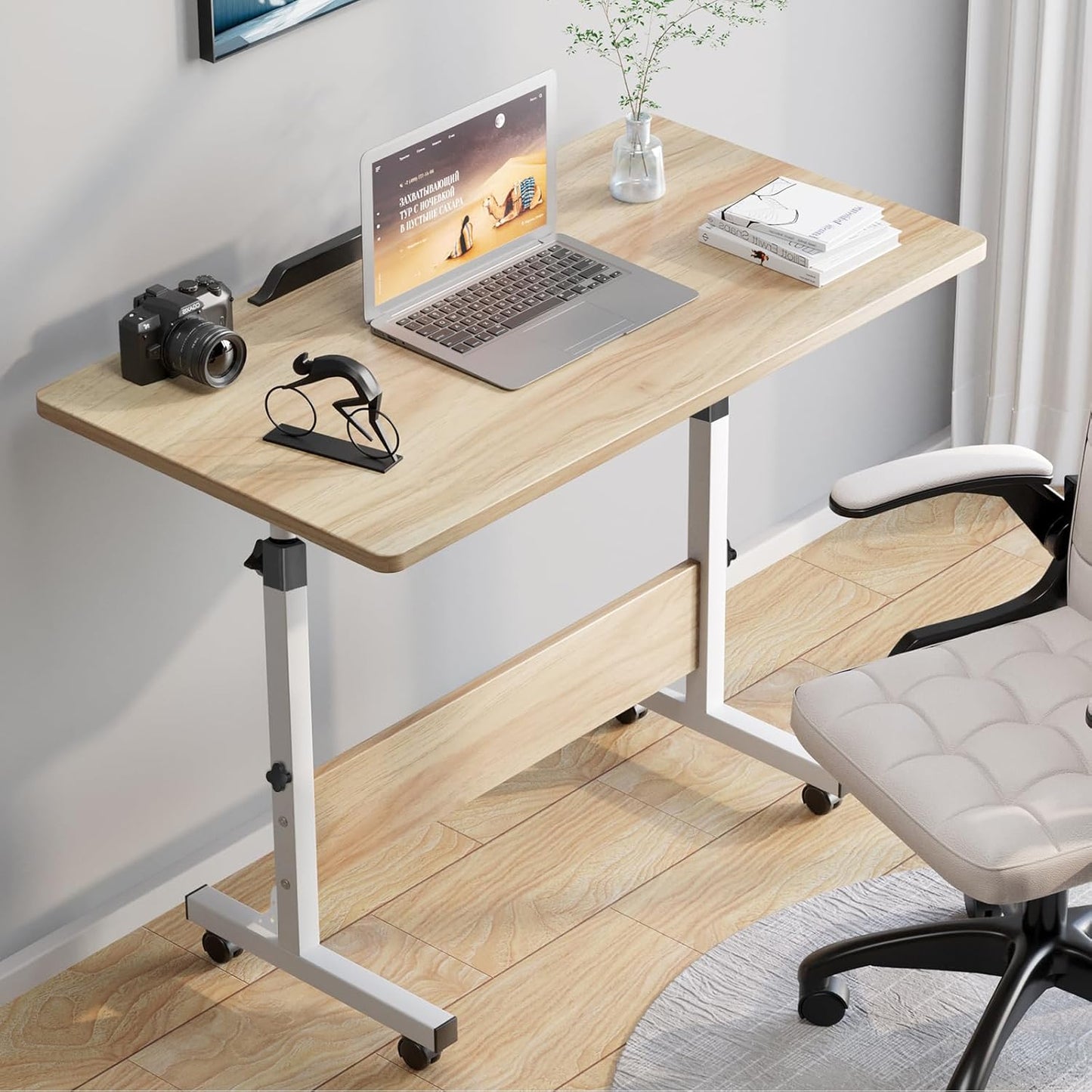 Rolling Desk Adjustable Height for Home Office and Laptop Use