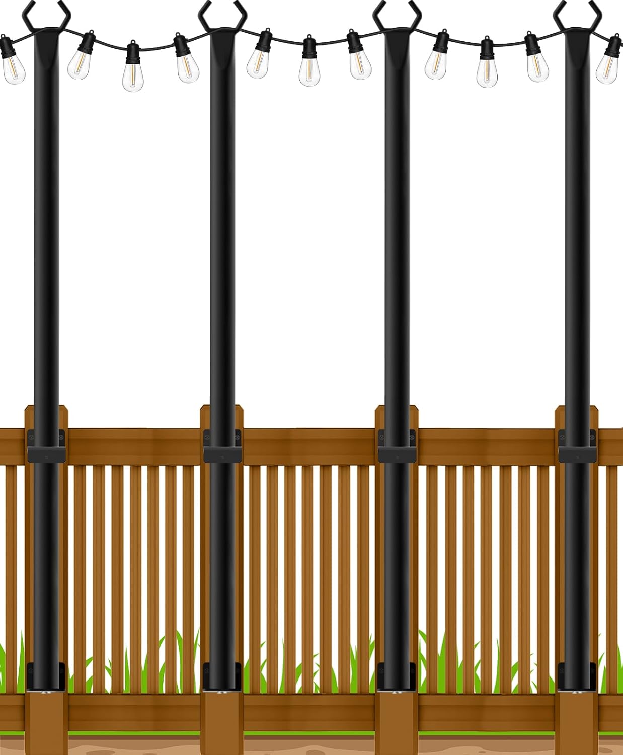 4 Pack 5Ft String Light Poles for Outdoor Lighting Decor