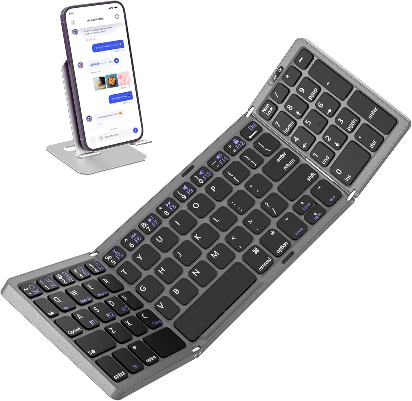 Foldable Keyboard with Number Pad for Travel and Business Use