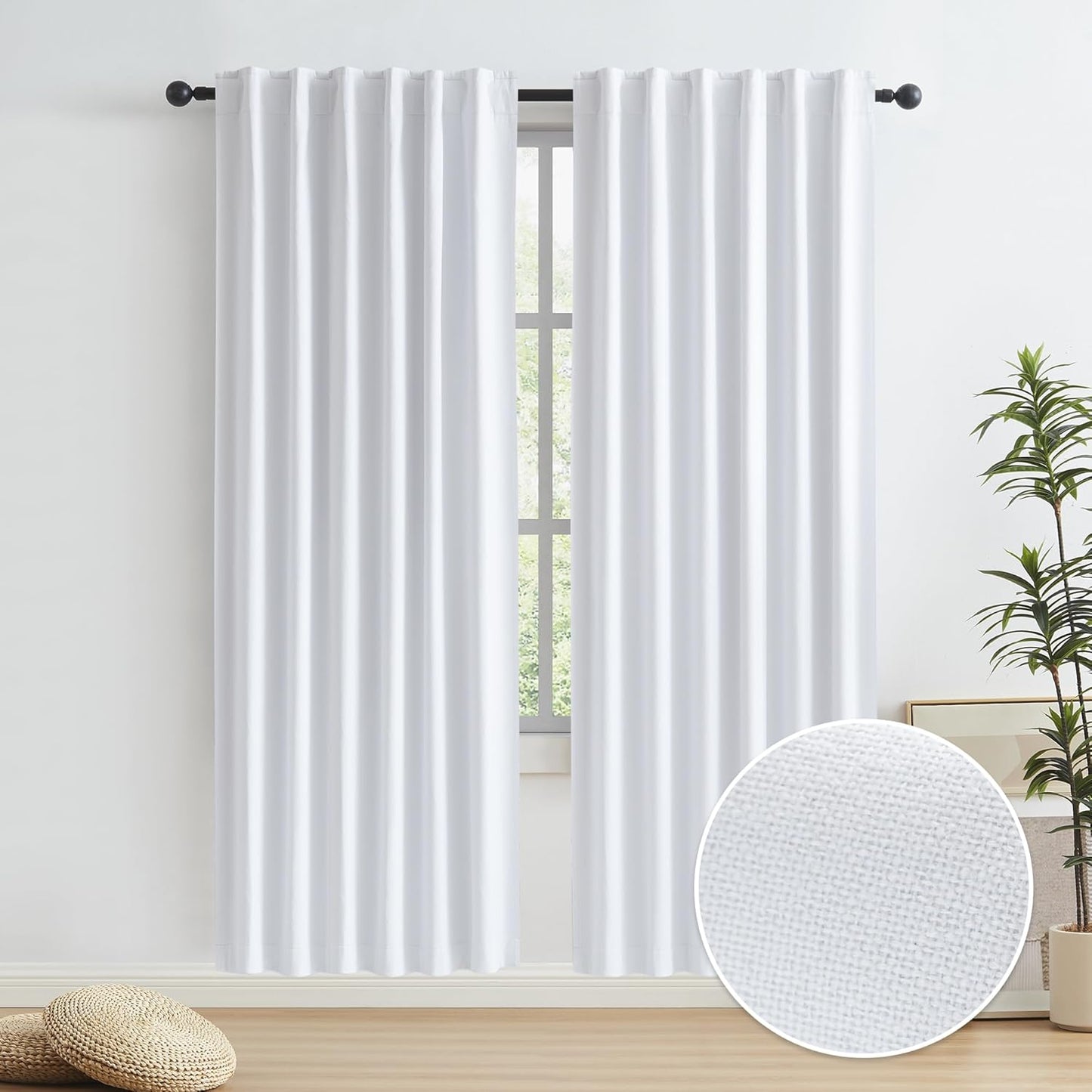 Blackout Linen Doorway Curtains for Bedroom and Living Room