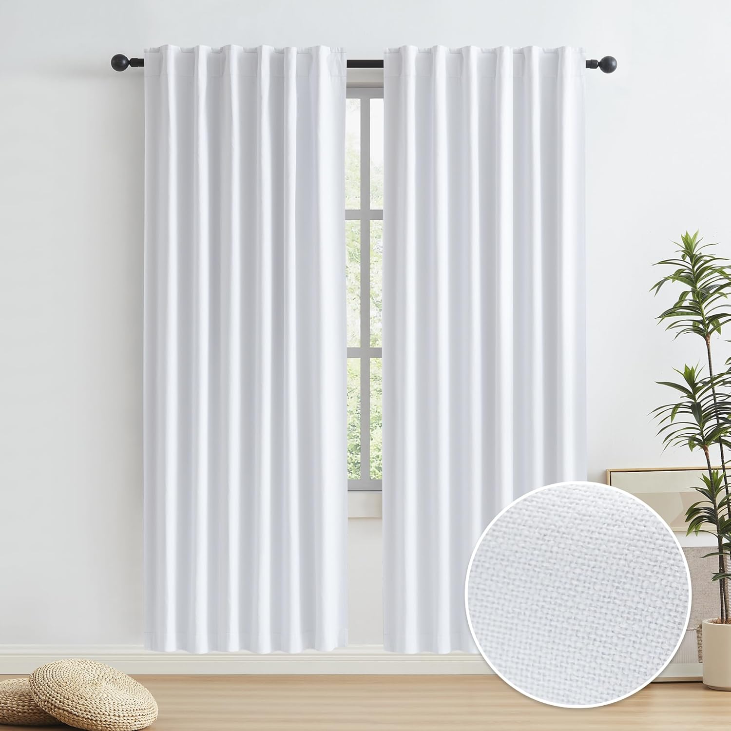 Blackout Linen Doorway Curtains for Bedroom and Living Room