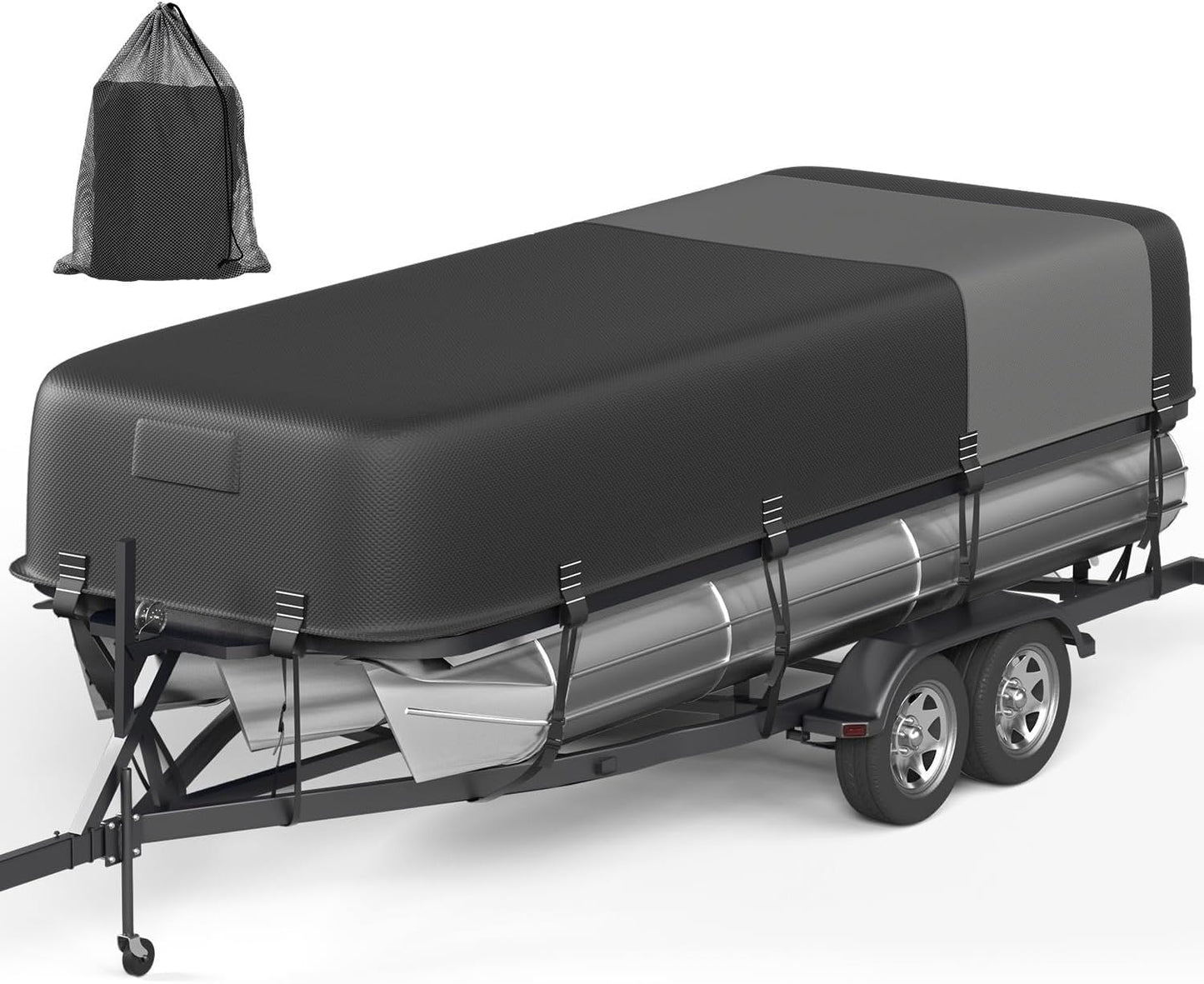 1600D Pontoon Boat Cover with Windproof Straps for Mooring