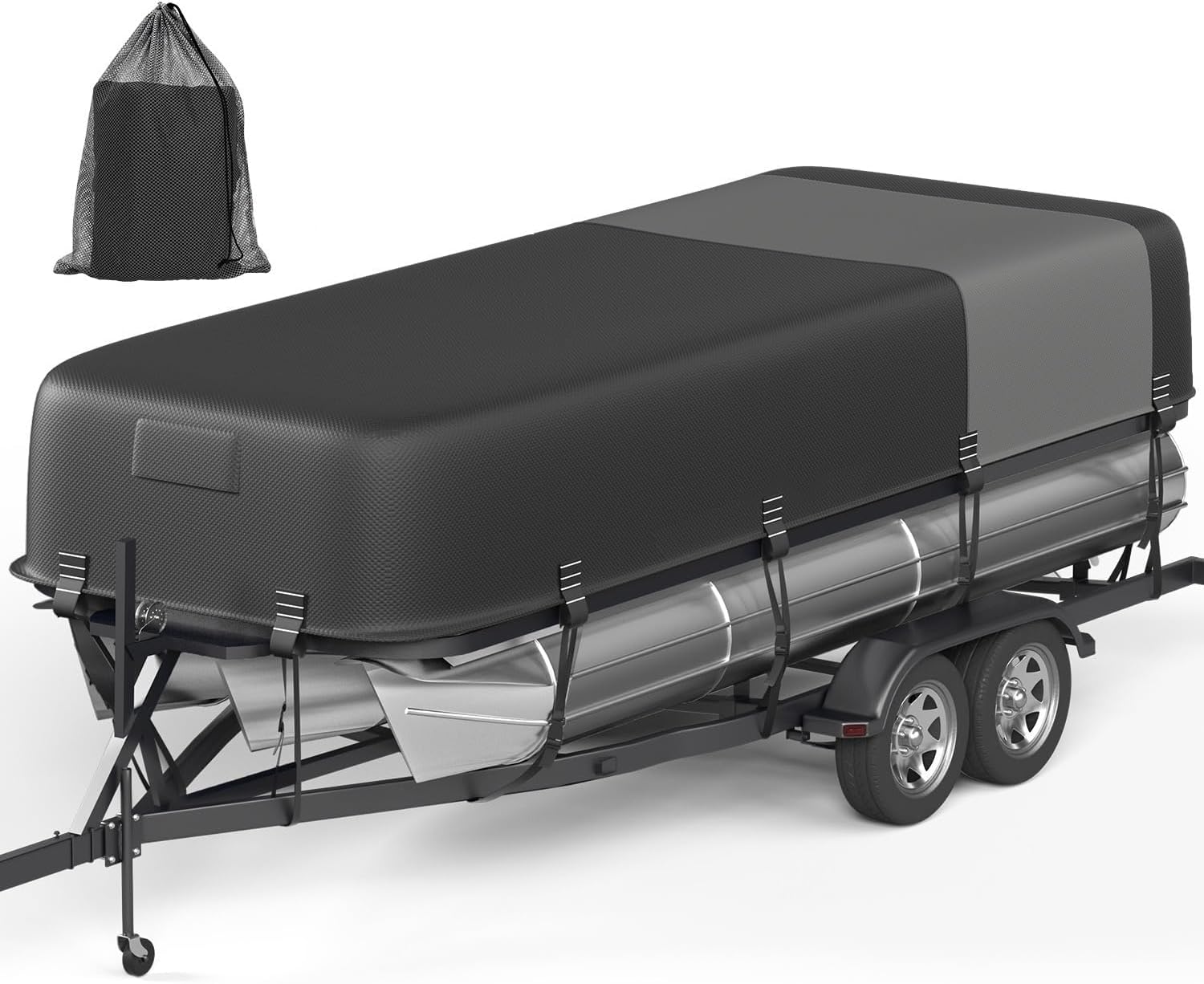 1600D Pontoon Boat Cover with Windproof Straps for Mooring