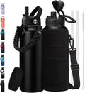 Stainless Steel Water Bottle 40oz with Straw & Auto Spout Lids
