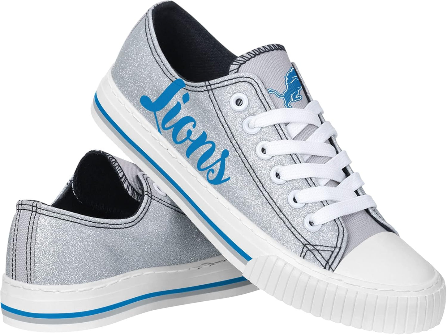 FOCO Women's NFL Team Logo Glitter Low Top Canvas Sneakers