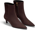 Ankle Boots for Women Kitten Heel Pointed Toe Booties - Smooth Leather