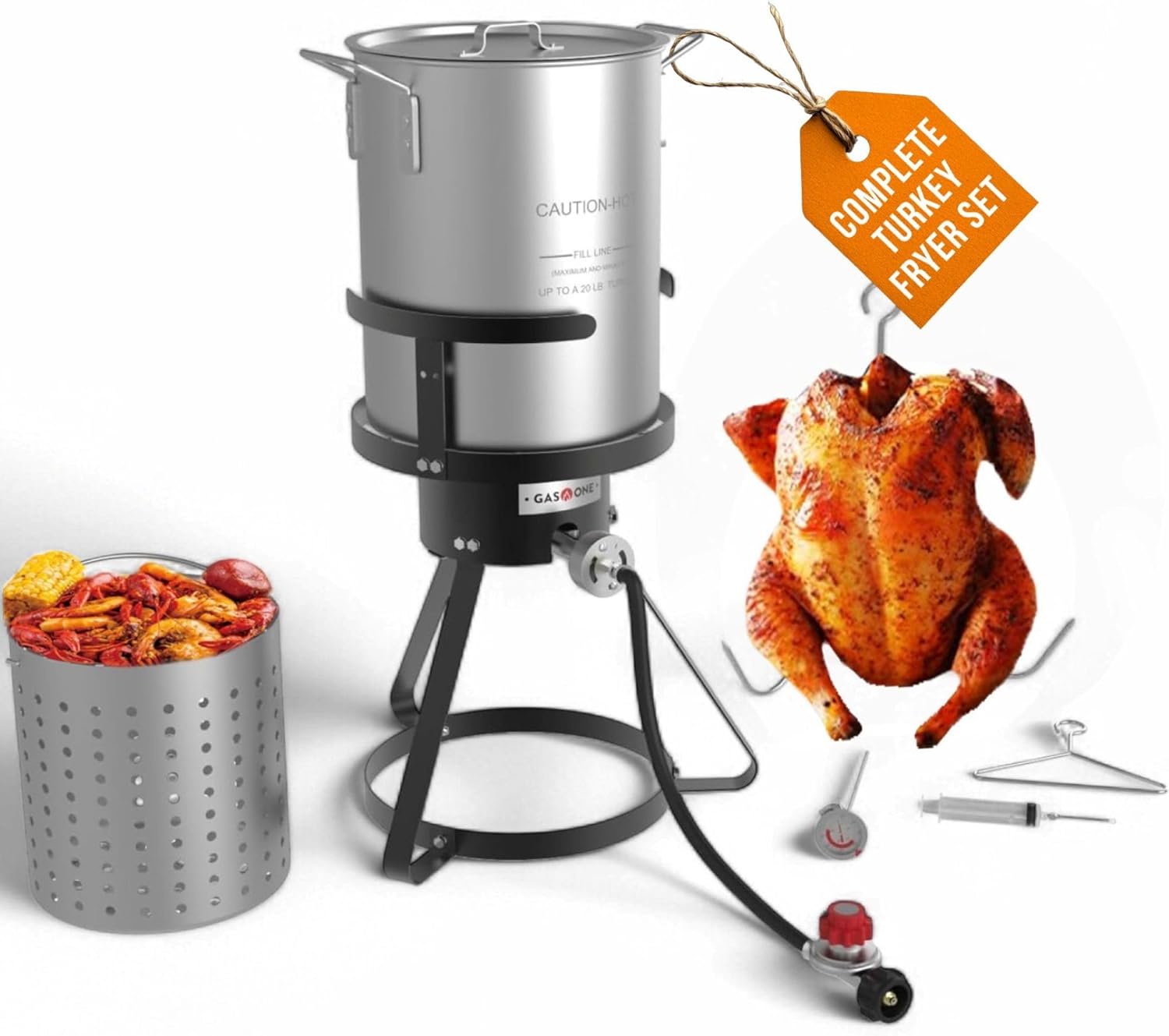 GasOne 30QT Turkey Fryer Set for Seafood Boil and Frying