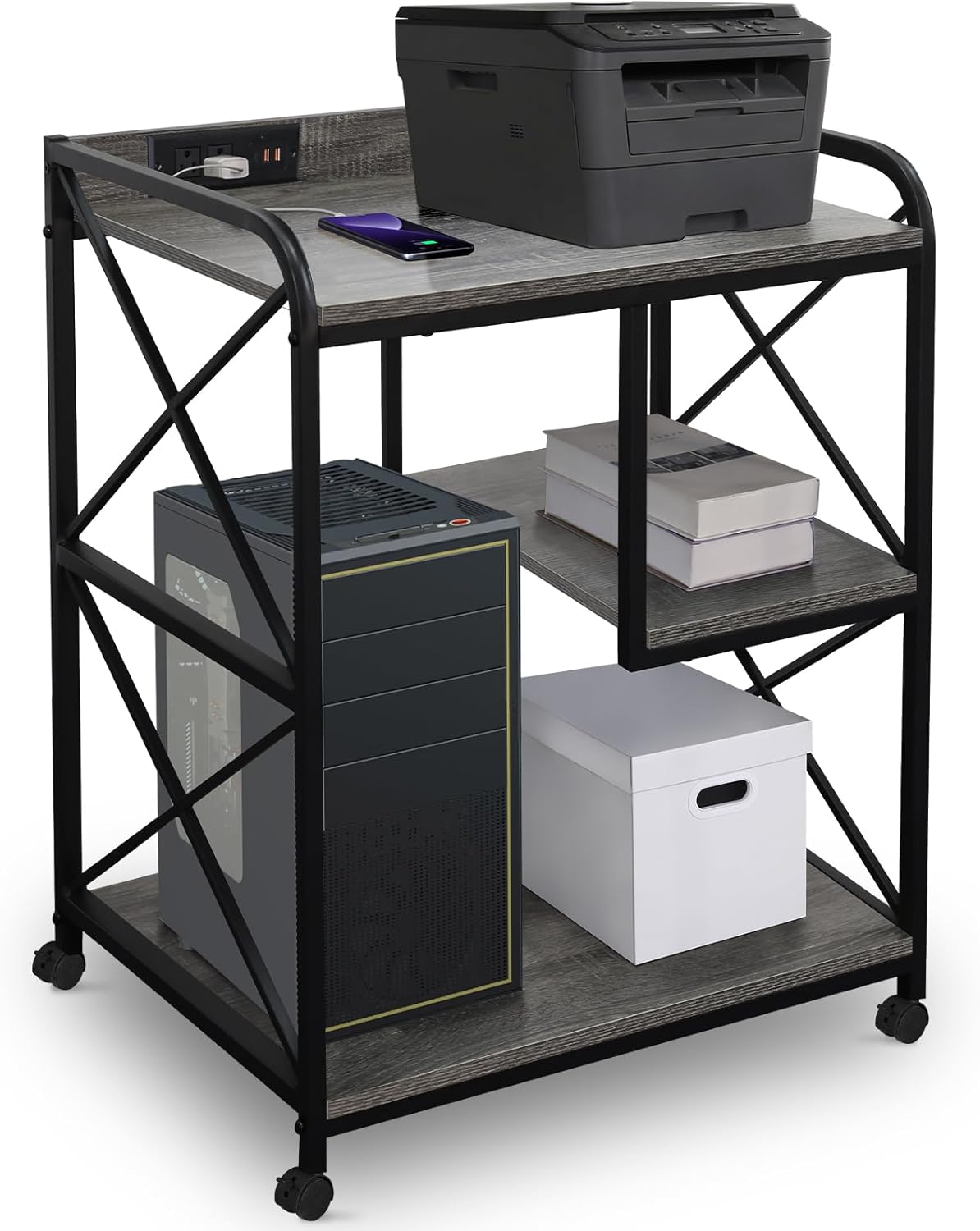 Large Home Office Printer Stand with Storage & Wheels - FLYZC
