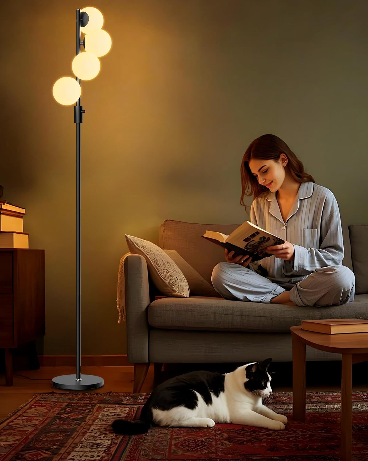 Lightdot 64IN Dimmable Globe Floor Lamp for Modern Living Rooms