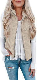 LOMON Womens Fuzzy Sherpa Fleece Jacket Vest - Lightweight Cozy Layer