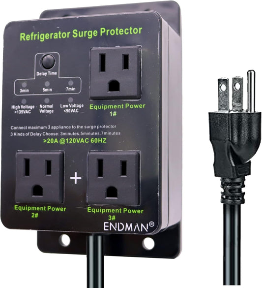 Refrigerator Surge Protector with Three Outlets for Home Use