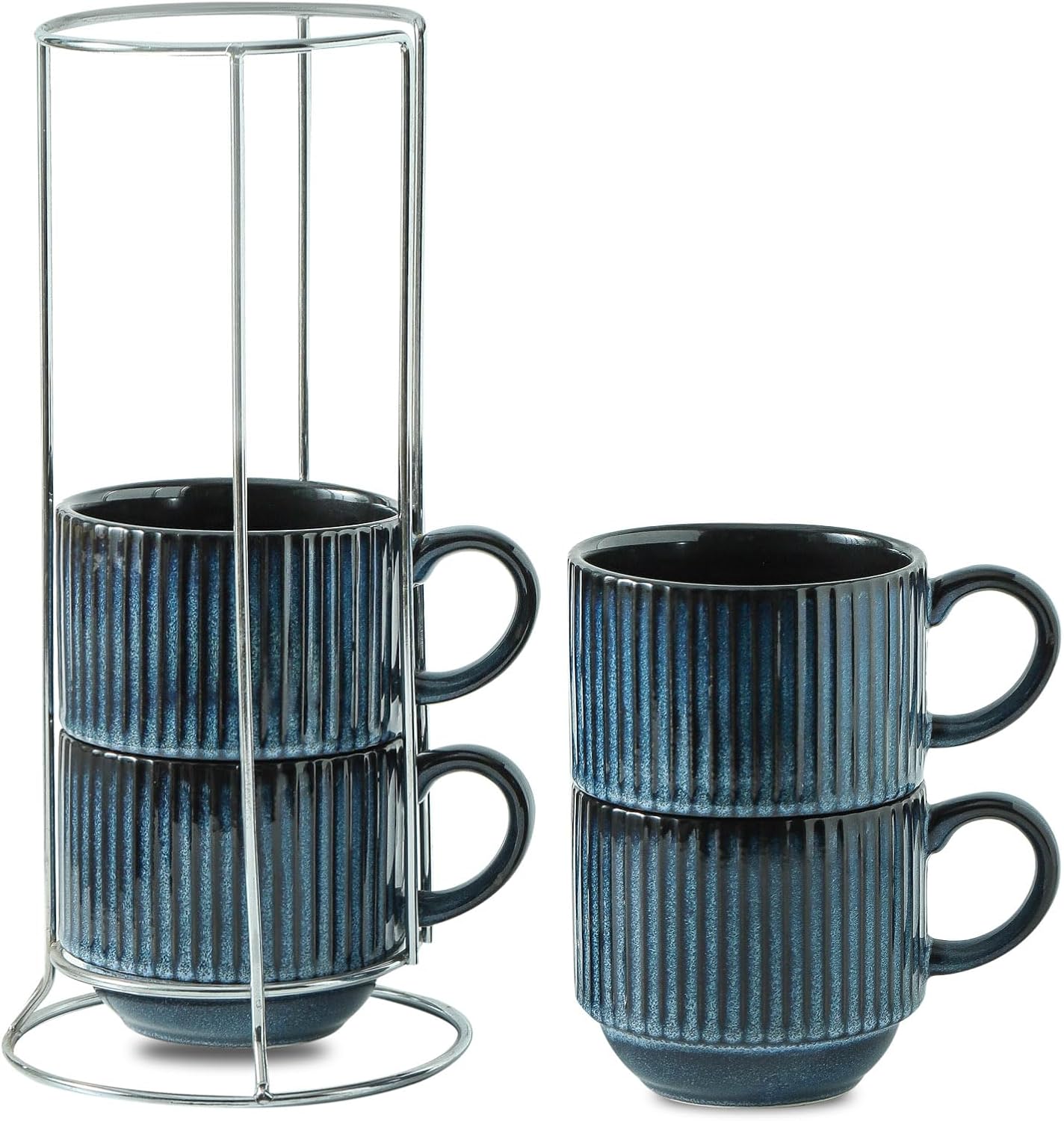 Glowworm Stackable Coffee Mugs Set of 4 for Home & Office