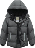 Boys Waterproof Puffer Jacket with Hood - Thick Fleece Lined