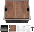 21 x 18 in Black Undermount Bar Sink Workstation Wet Bar Prep Kitchen
