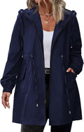 IN'VOLAND Womens Long Waterproof Rain Jacket Plus Size - Lightweight
