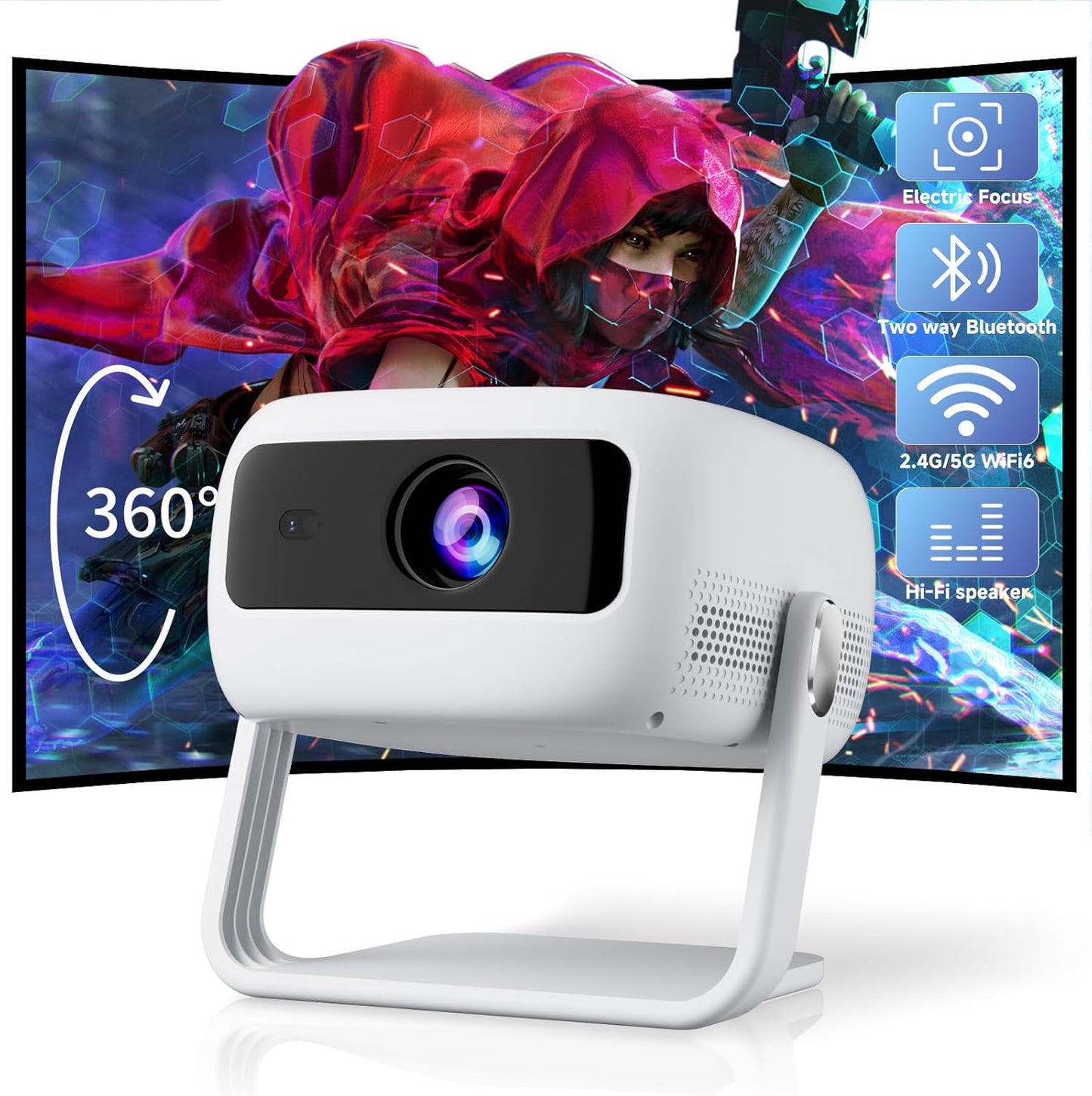 Portable WiFi Mini Projector: Electric Focus, 1080p, 15000L