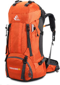 60L Waterproof Hiking Camping Backpack with Rain Cover - Lightweight