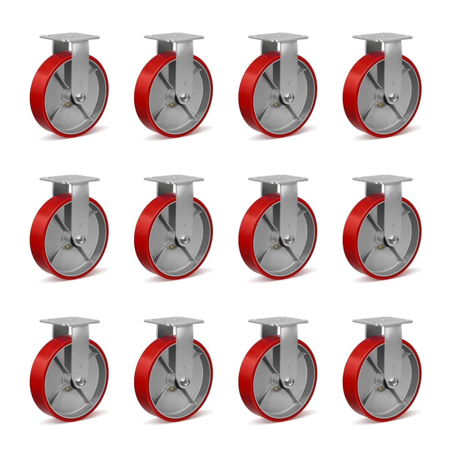 8in X 2in Heavy Duty Casters for Industrial Use - 1500 Lb Capacity