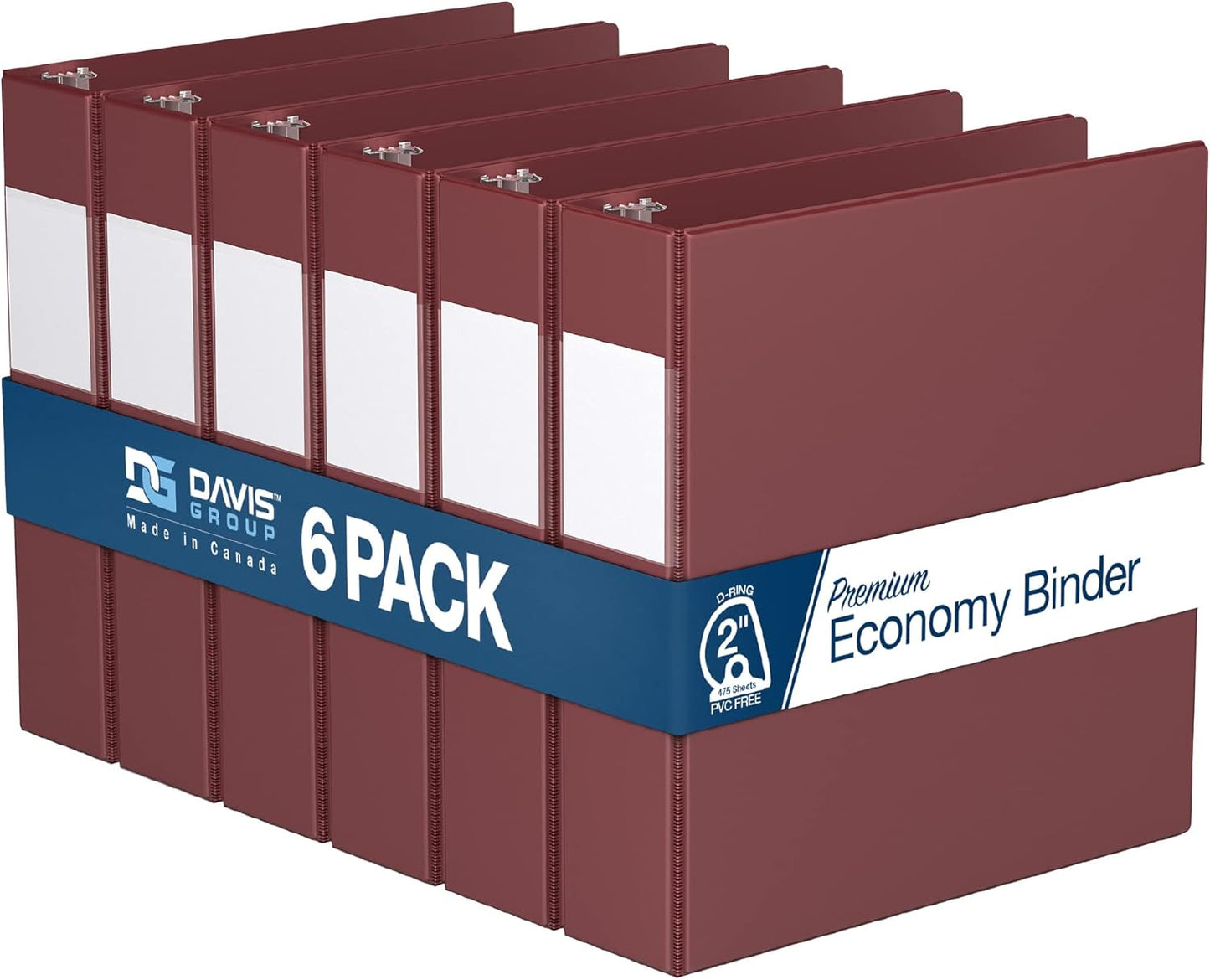 Premium Economy 6-Pack 2 Inch D-Ring Binders for School Use