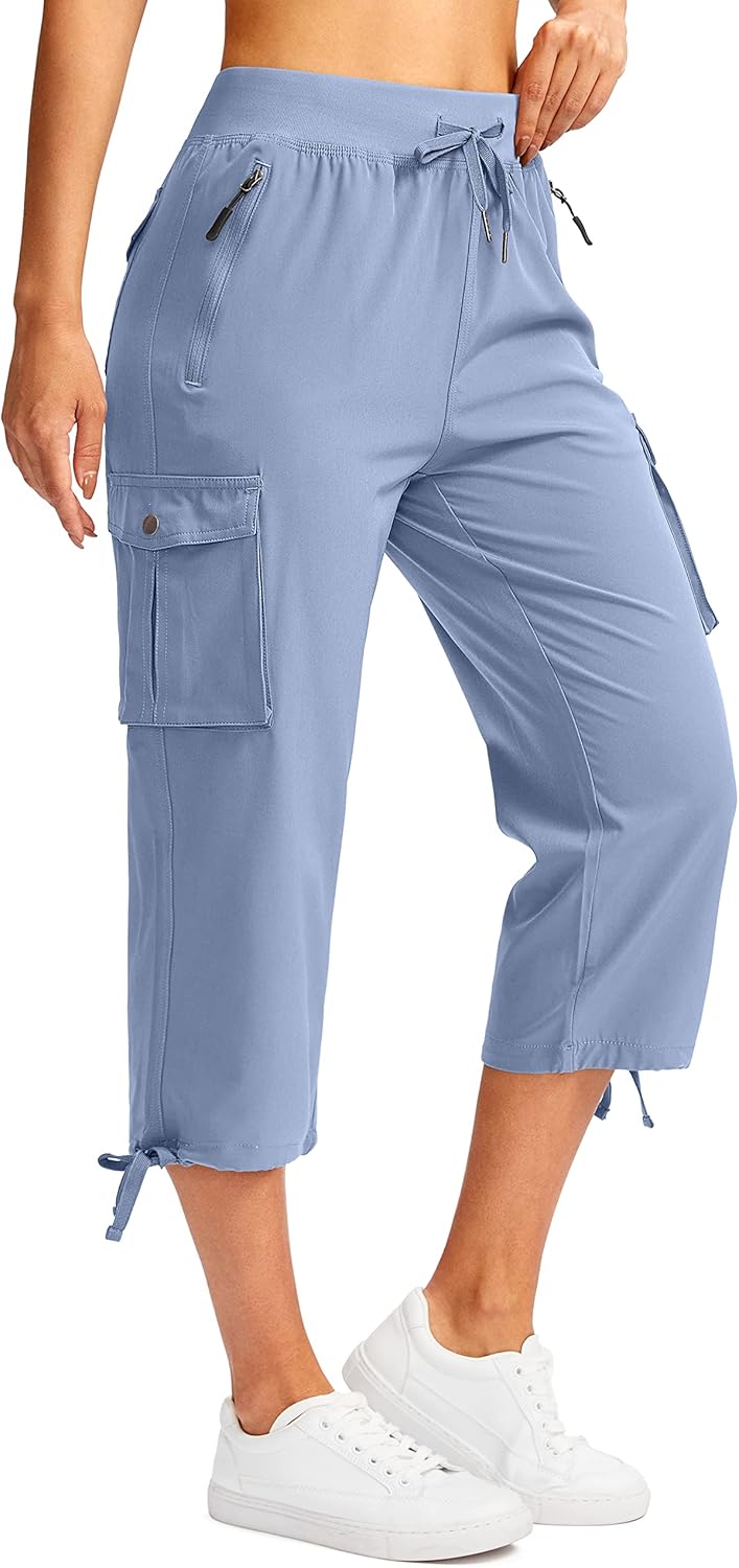 Soothfeel Women's Cargo Capris Pants for Travel and Hiking