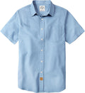 Mens Short Sleeve Button Down Shirt for Men - Breathable Vintage Fit