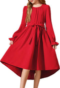 Arshiner Girls Long Sleeve High Low Flowy Dress - Semi Formal Swing