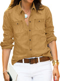 Luvamia Denim Shirt Women Chambray Jean Western Long Sleeve Top