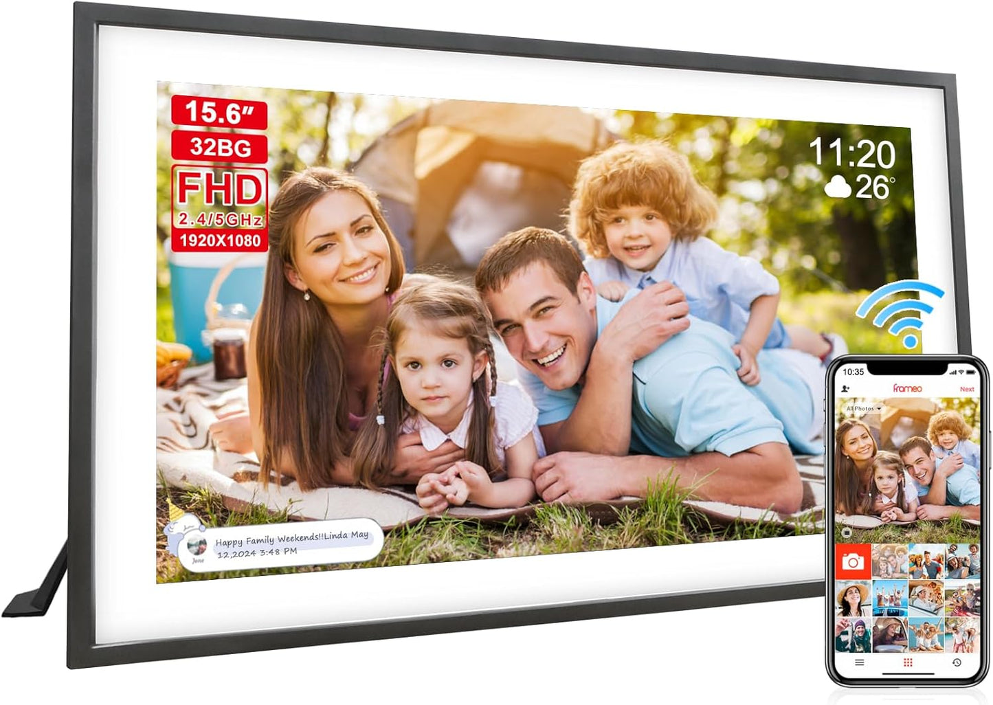 Frameo 15.6 Inch Large Digital Photo Frame with WiFi and Storage