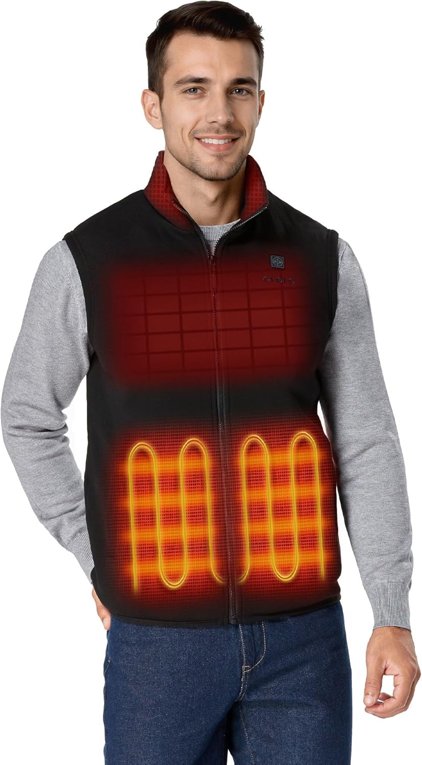 ORORO Men's Heated Fleece Vest with Collar for Ultimate Comfort