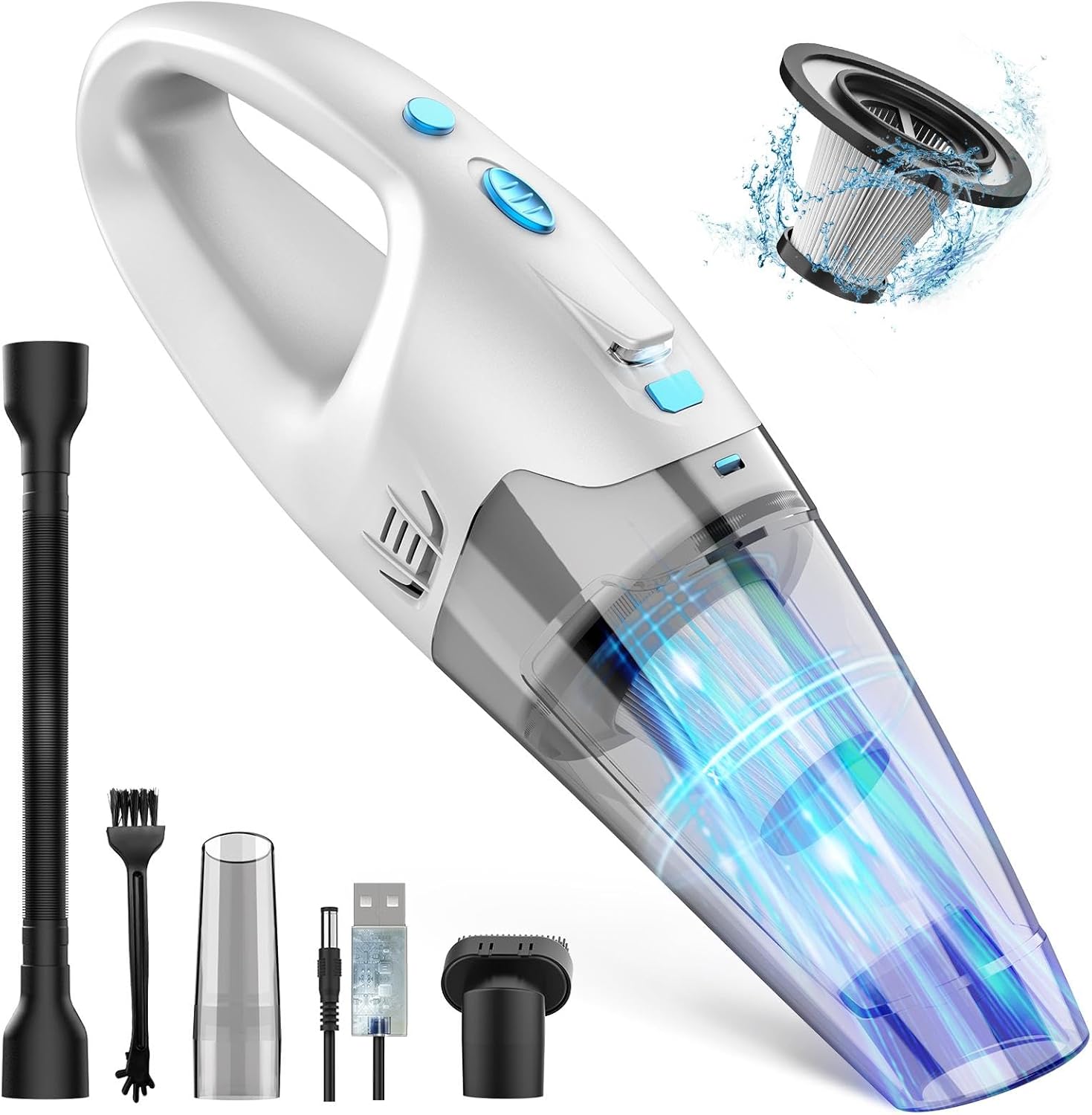 Handheld Vacuum Cordless with Powerful Suction and LED Light