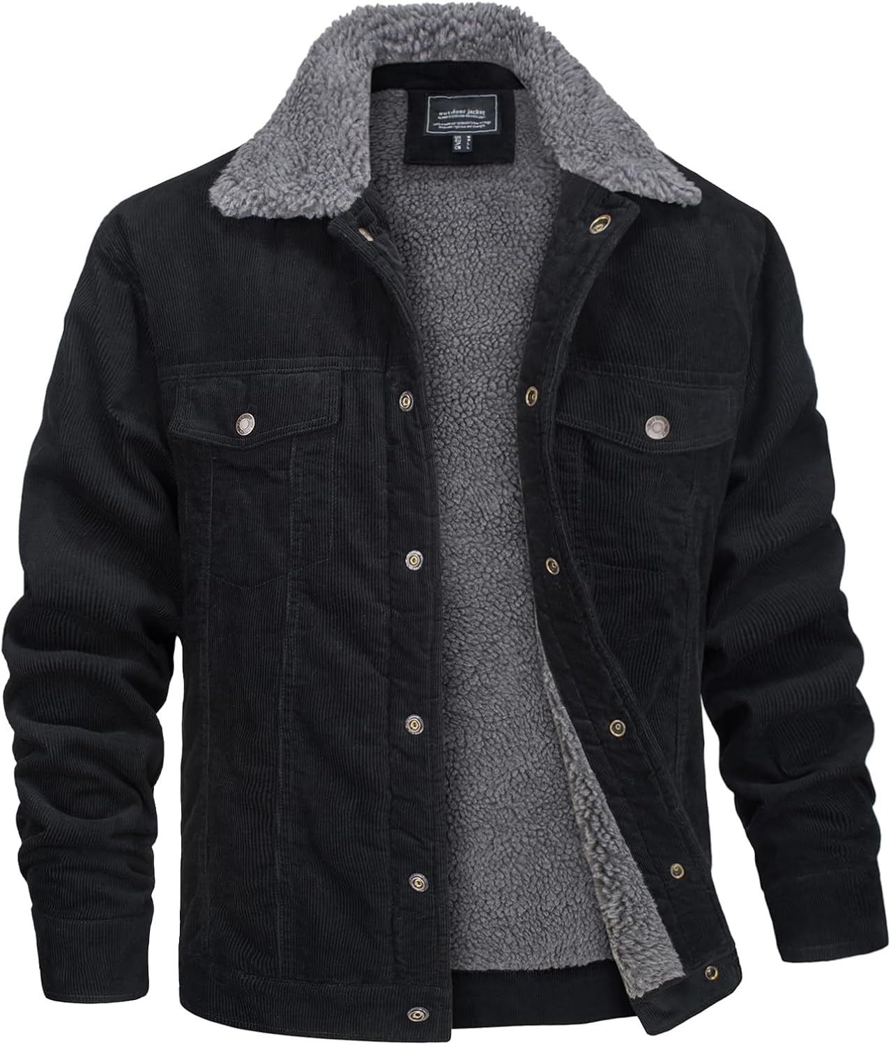 MAGNIVIT Men's Corduroy Fleece Cargo Jacket for Winter Wear