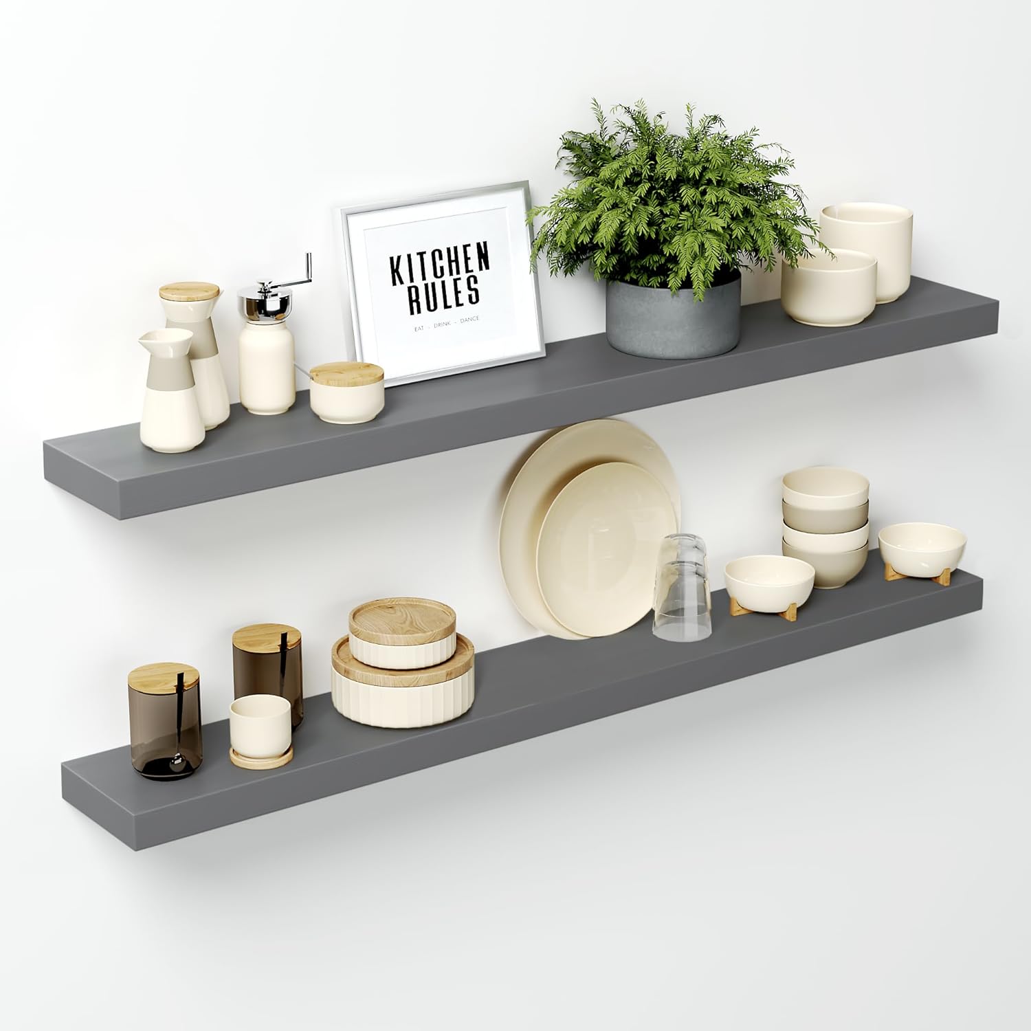 Homeforia Gray Floating Shelf 48in - Elegant Wall Decor Solution