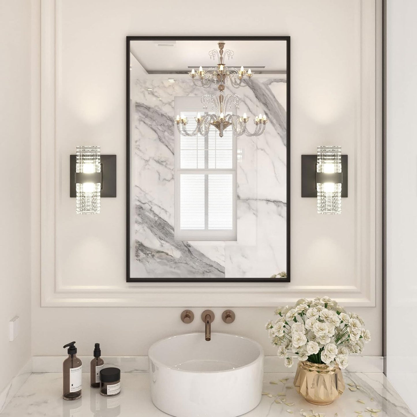 LOAAO 24X36 Black Rectangle Bathroom Mirror with Matte Frame
