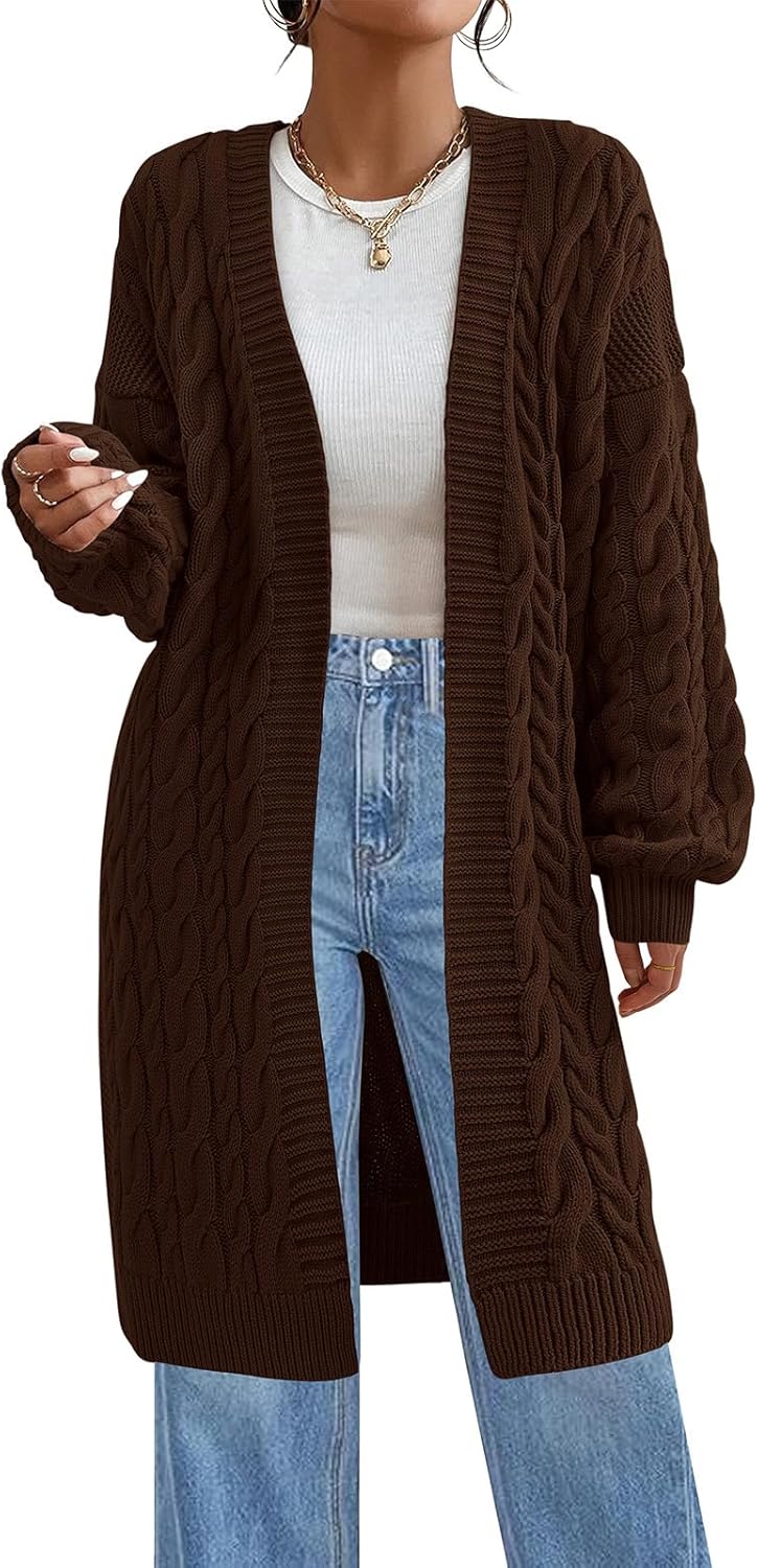 PRETTYGARDEN Long Sleeve Open Front Chunky Cardigan Sweaters