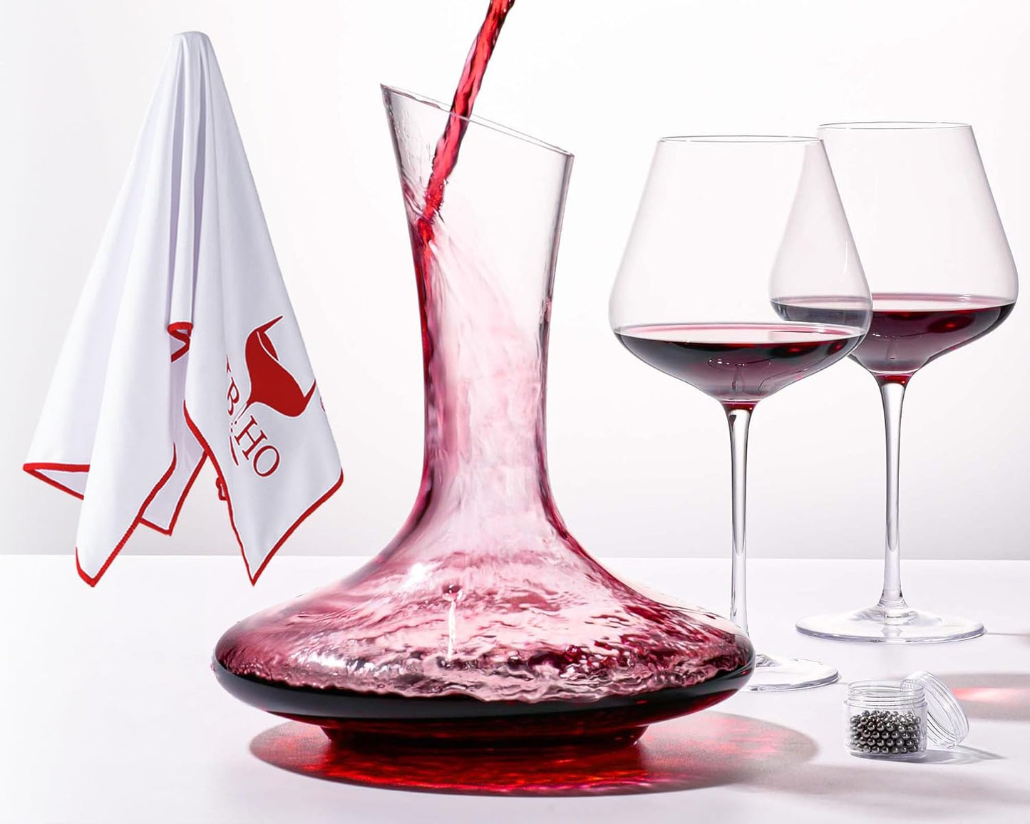 JBHO Full Bottle Wine Decanter Set with 2 Red Wine Glasses