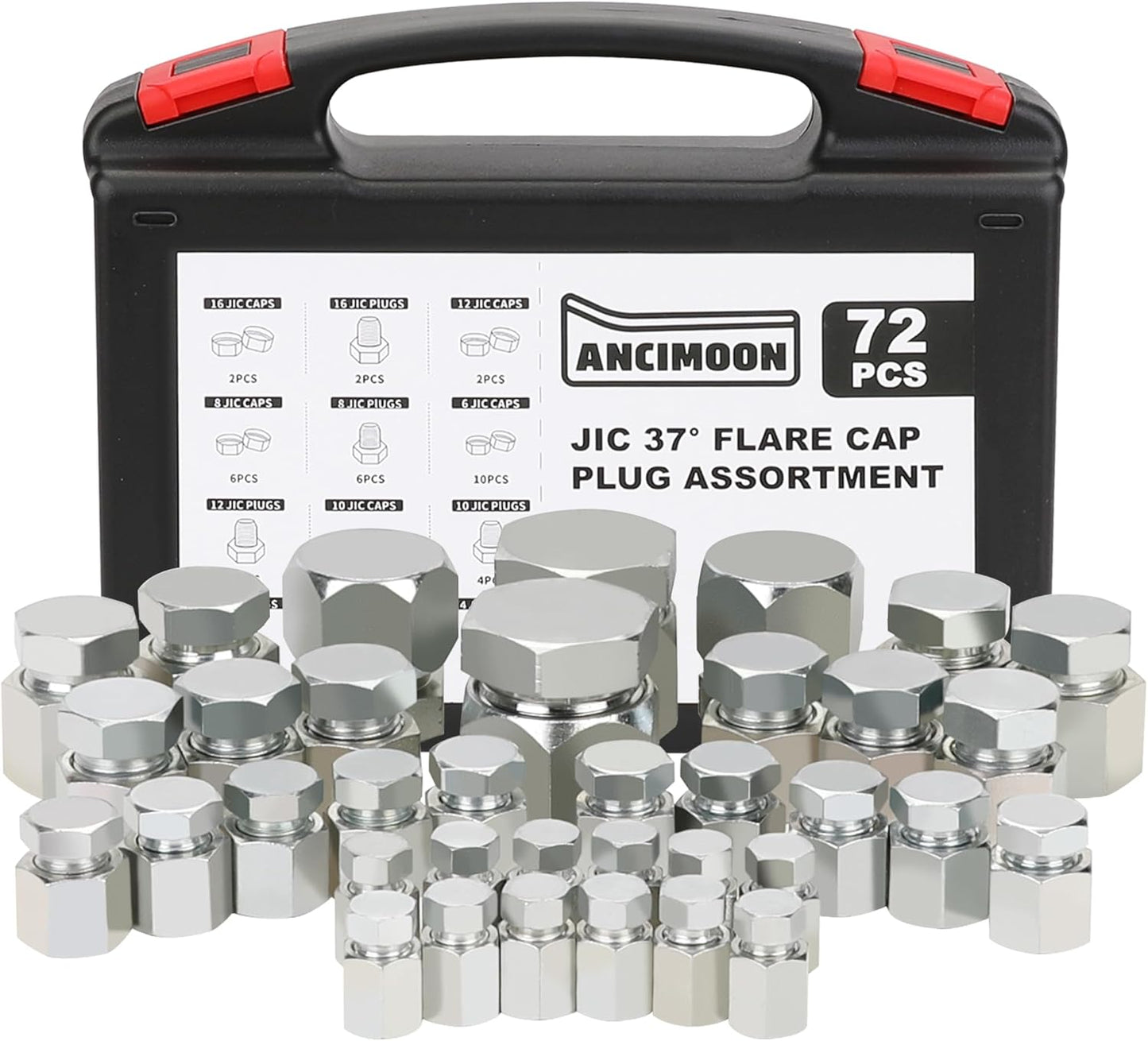 72PCS JIC Cap and Plug Set for Hydraulic Hose Fittings