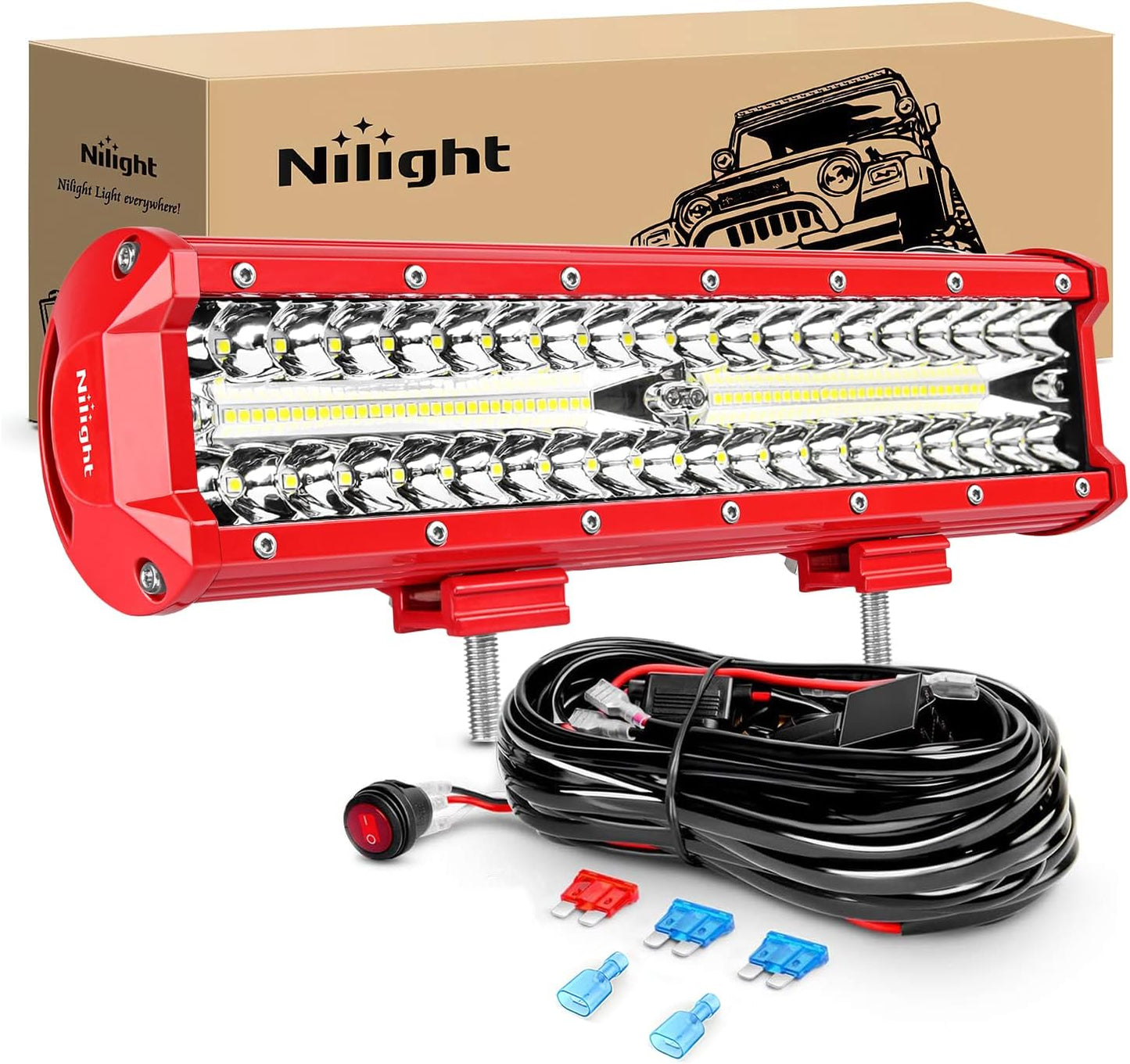 Nilight LED Bar 12 Inch Triple Row Spot Flood Combo for Off-Road